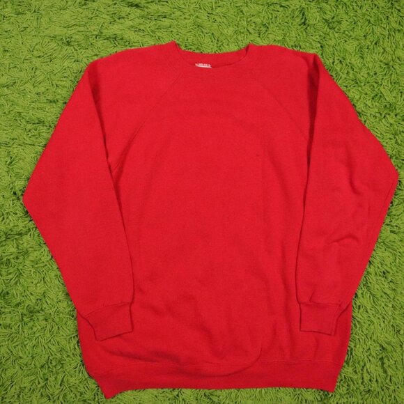 Vintage Essential Blank Minimal Red Crewneck Sweatshirt - Picture 1 of 4